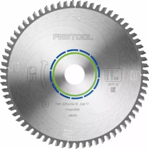 Festool 488291 / TF68 Cirkelzaagblad - 225 X 30 X 68T - Hout / Epoxy / Aluminium / KunststofHW 225x2,6x30 TF68