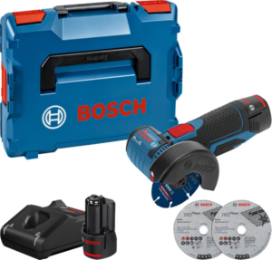 Bosch GWS 12V-76 12V Li-Ion Accu Haakse Slijper Set (2x 3.0Ah Accu) In L-Boxx - 76mm - KoolborstelloosGWS 12V-76
