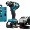 Makita DLX2190TJ1 18V Li-Ion Accu DDF484 Accuboormachine & DGA504 Accu Slijper Combiset (2x 5.0Ah Accu) In MBox