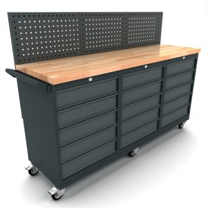 BULLRAM verrijdbare werkbank 3 x 5 laden kast incl. gereedschapswand