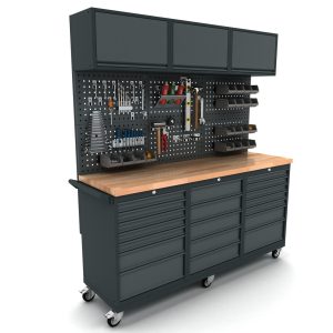 BULLRAM werkbank mobiel 2x 7 en 1x 5 ladekast incl. gereedschapswand en bovenkast