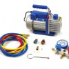 VacuÃ¼mpomp 1-traps met 2-voudige manometerset (60 liter)