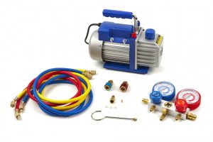 VacuÃ¼mpomp 1-traps met 2-voudige manometerset (60 liter)