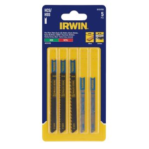 IRWIN Set decoupeerzaagbladen 5PCS Mix 3xhout, 2xmetaal. Diverse vertanding. U-aansluiting.