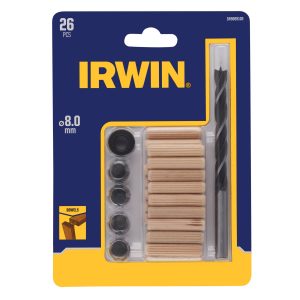 DeuvelSet 26PCS, 20 deuvels 8mm, houtboor 8mm, 4 centreerpunten, 1 dieptestop