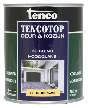 Tencotop Deur & Kozijn Dekkend Hoogglans Gebroken Wit - 750 ml