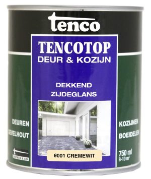 Tencotop Deur & Kozijn Dekkend Zijdeglans RAL 9001 Crème Wit - 750 ml
