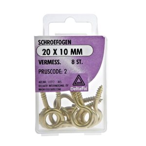 Deltafix Schroefogen vermessingd 20x10 mm 8 stuks