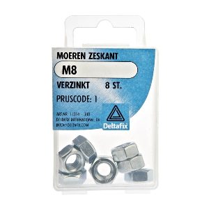 Deltafix Moeren zeskant M8 8 stuks