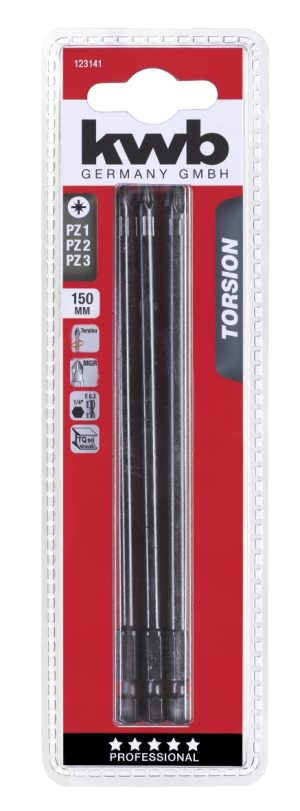 KWB lange bits 3 delig - 150mm Torsie
