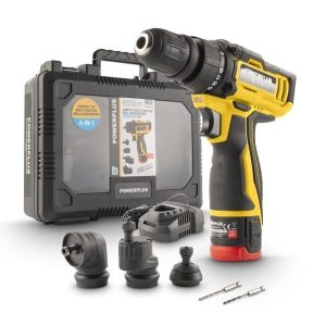 PowerPlus Compact Multifuntionele Boor-/Schroefmachine 12V – 4-in-1 – incl. 2,0Ah accu & lader