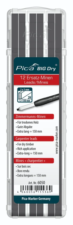 Pica BIG Dry 6050 Navulling grafiet 2H voor Timmerman
