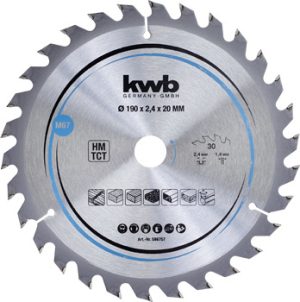 KWB Zaagblad 190x20 - 30 Tands – HM Cirkelzaagblad voor Hout & Plaatmateriaal