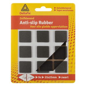 Deltafix Anti-slip Rubber Vierkant 25x25mm Zwart 9 Stuks
